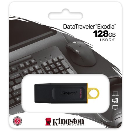 Kingston 128Gb Usb3 2 G1 Dte Blk Yellow DTX/128GB